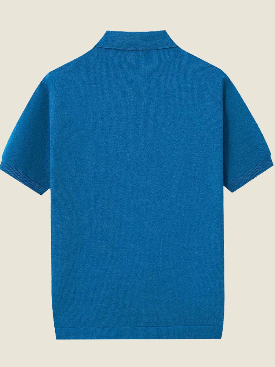 Vintage Geometric Knit Polo Shirt