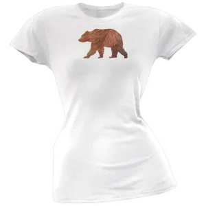 Walking Furry Bear Silhouette White Women's T-Shirt