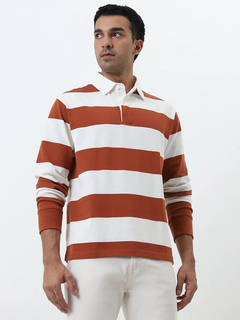 WES Casuals Orange Relaxed-Fit Polo T-Shirt
