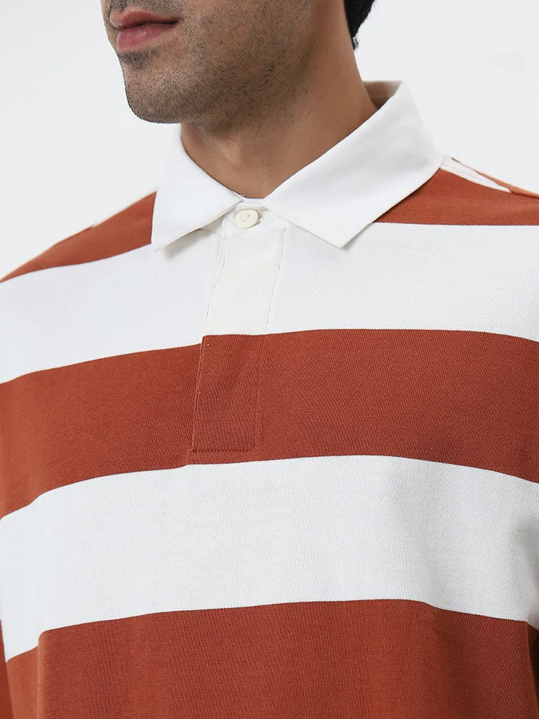 WES Casuals Orange Relaxed-Fit Polo T-Shirt