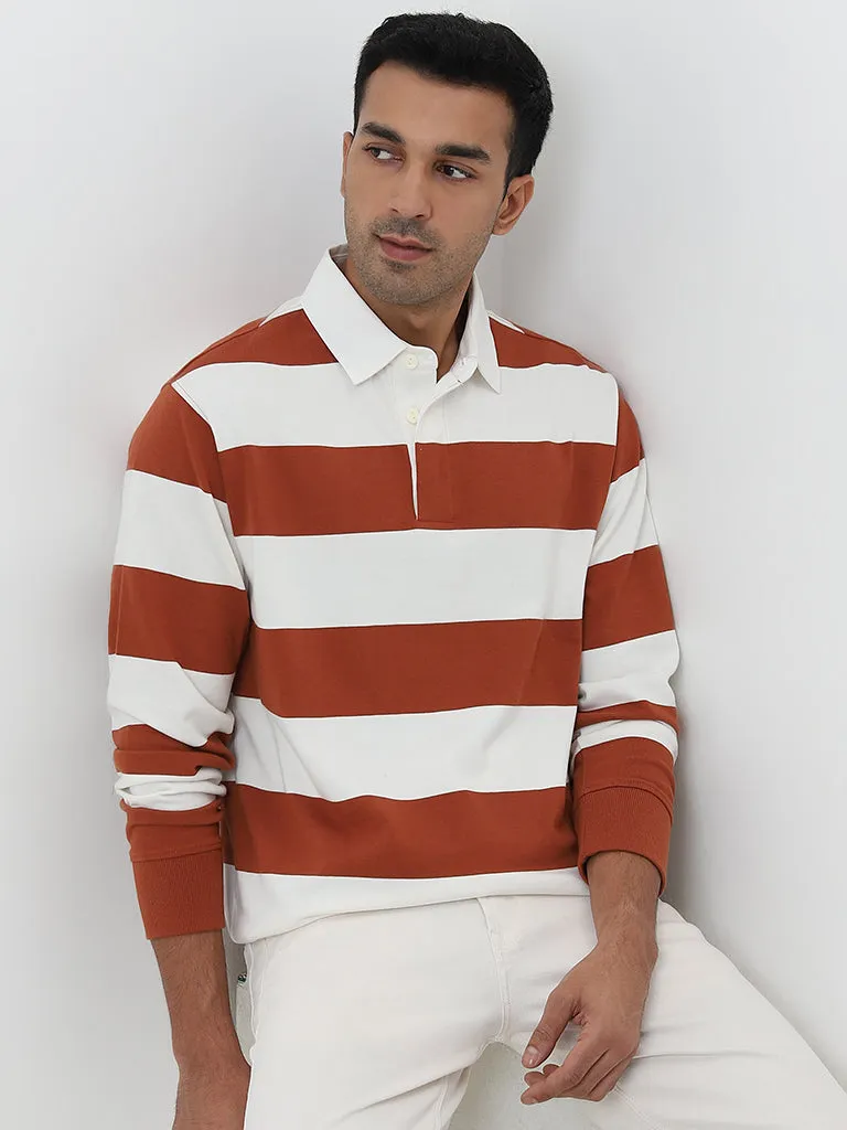 WES Casuals Orange Relaxed-Fit Polo T-Shirt