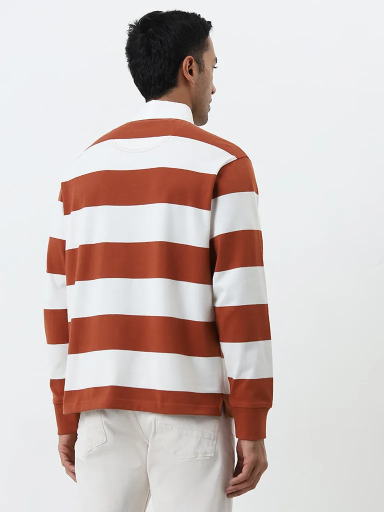 WES Casuals Orange Relaxed-Fit Polo T-Shirt