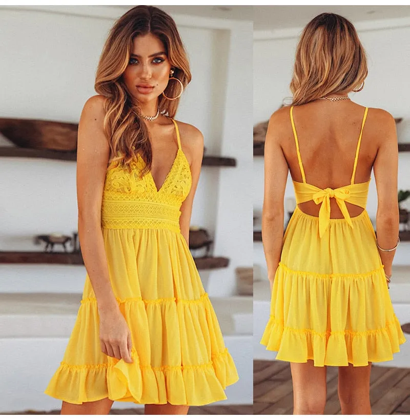 White Lace Halter Dress mini dress