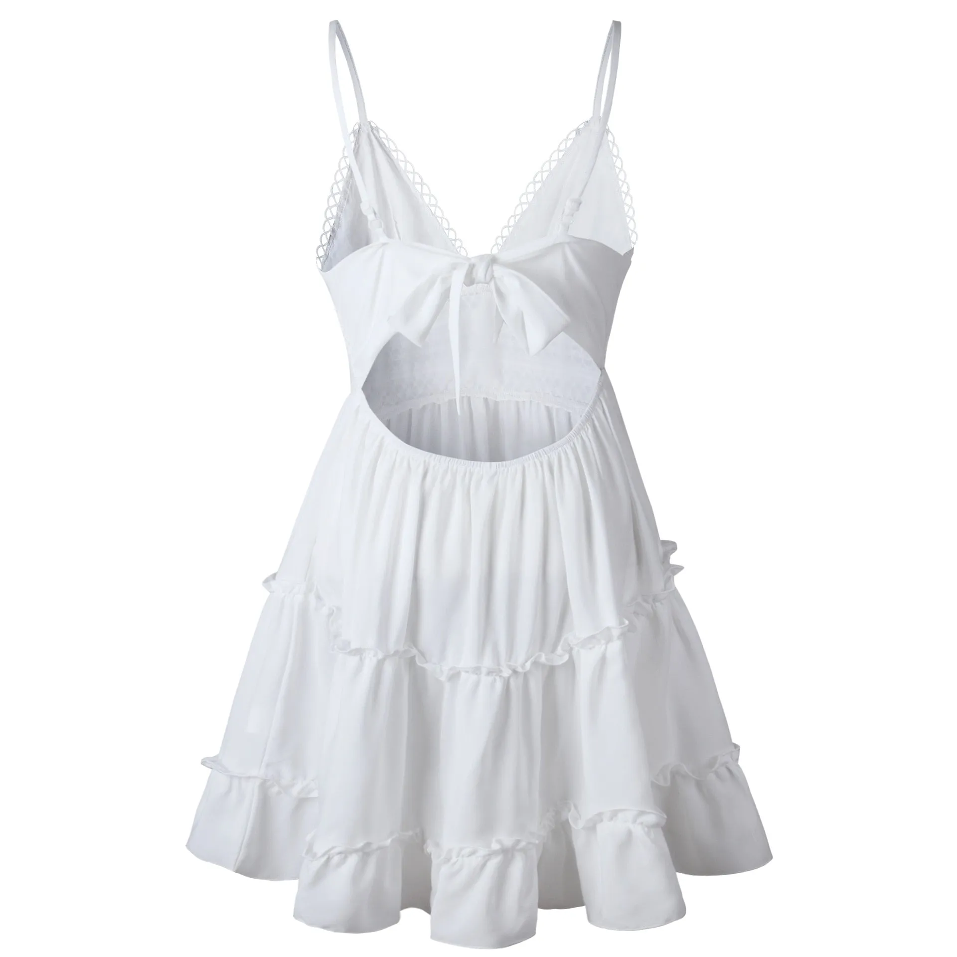 White Lace Halter Dress mini dress