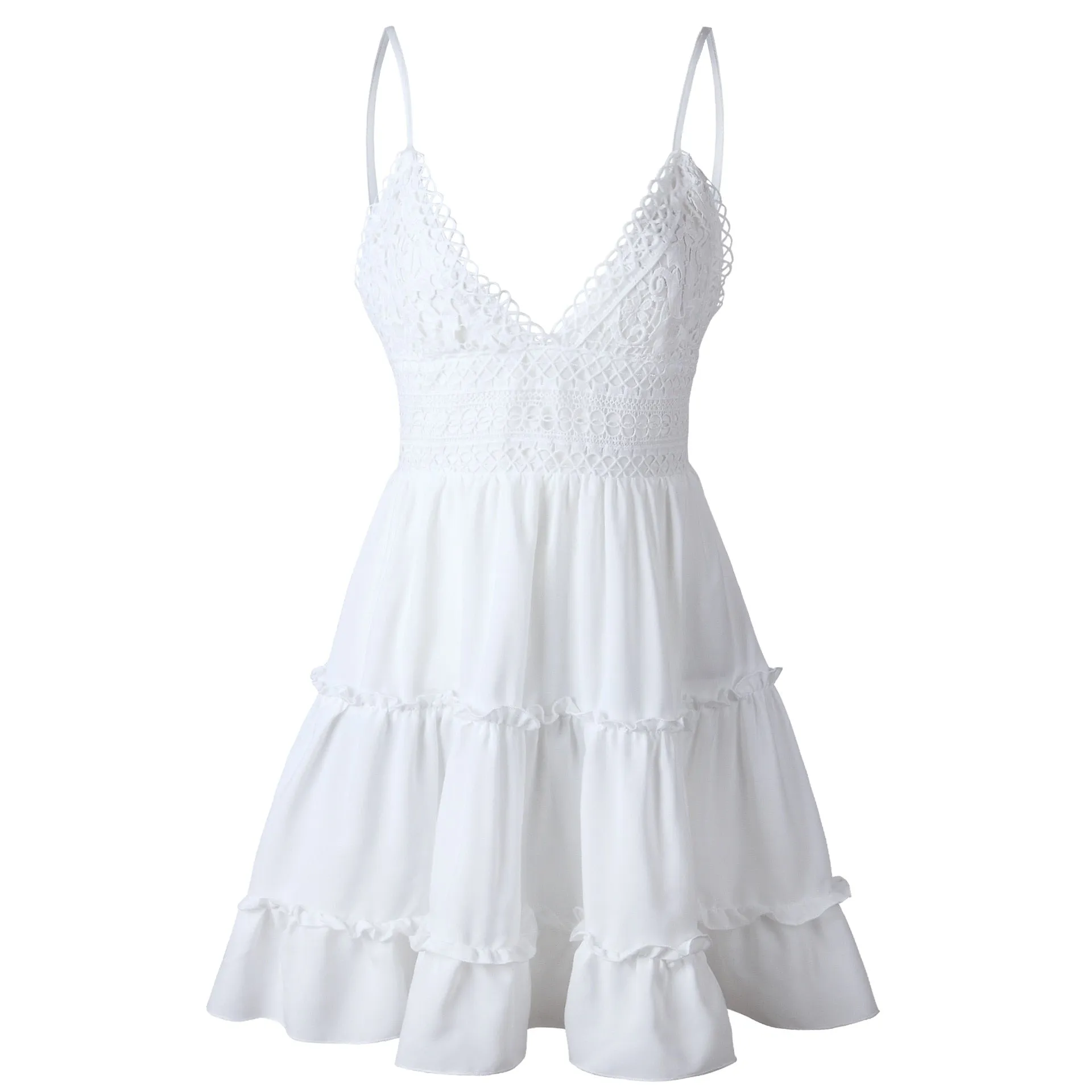 White Lace Halter Dress mini dress
