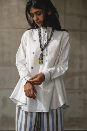 White Work Wear Handwoven Tunic Top
