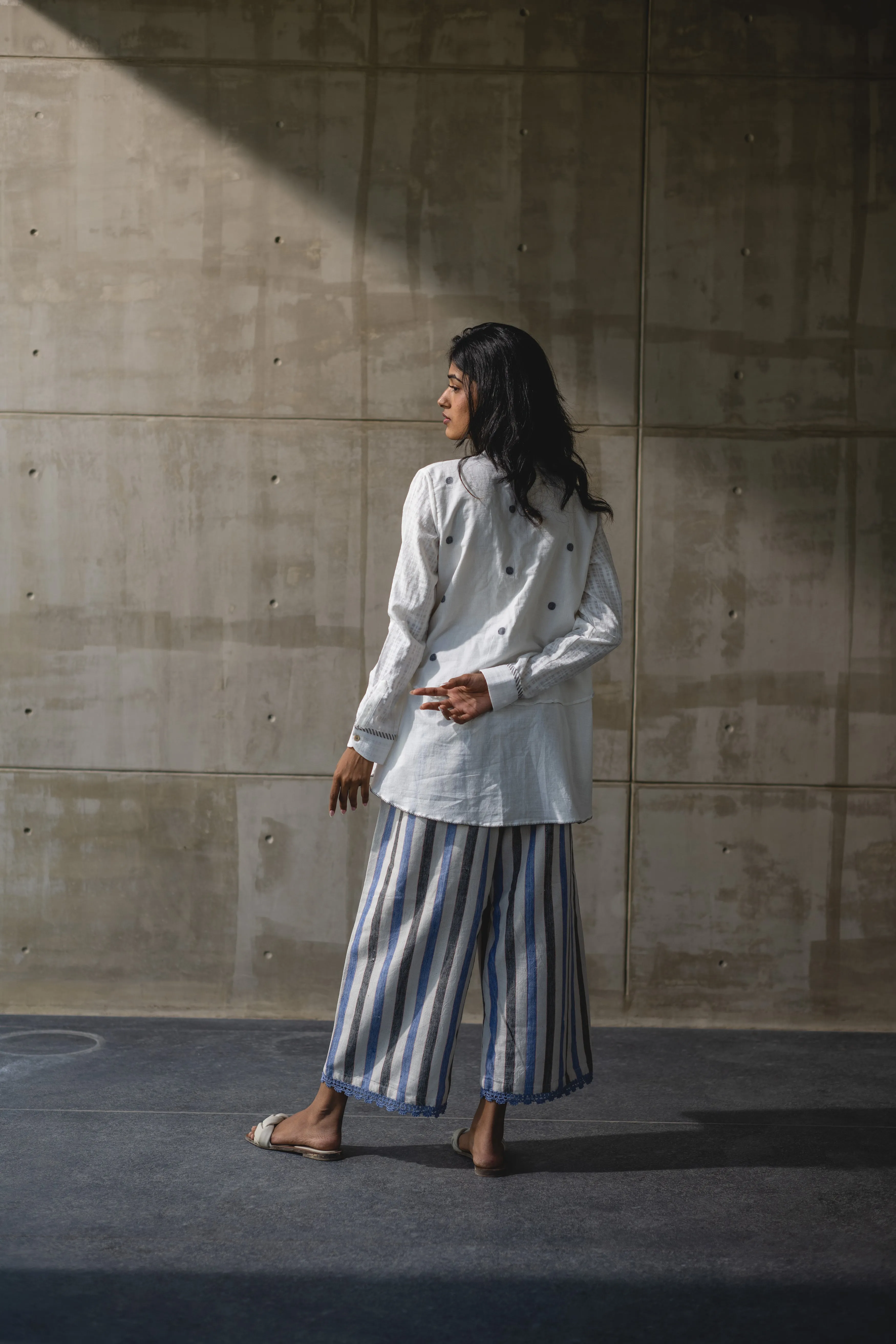White Work Wear Handwoven Tunic Top