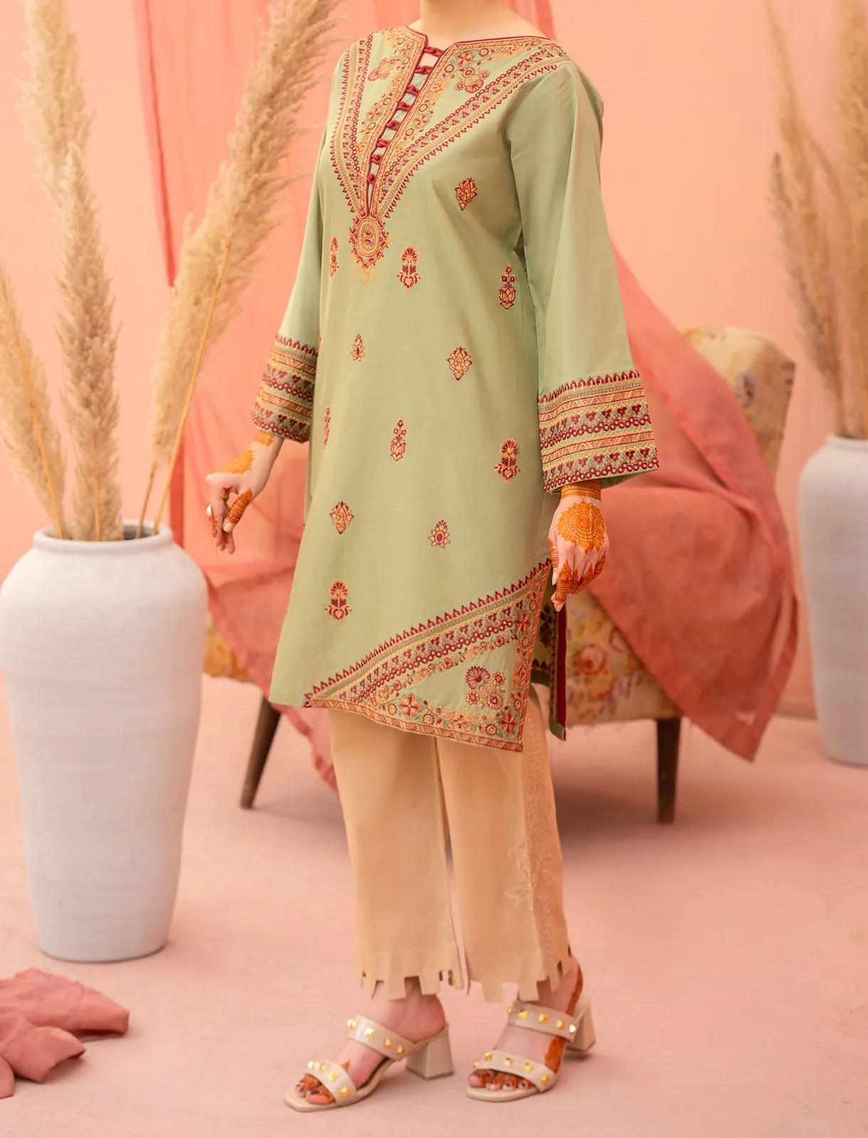 Women "AERGUL" Embroidered Lawn Summer Shirt
