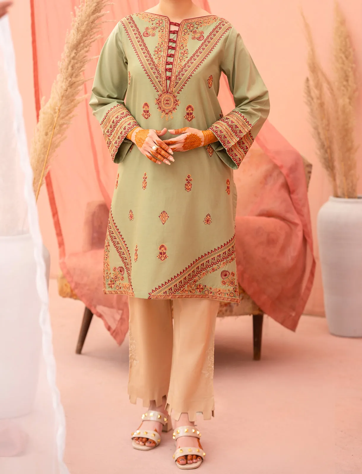 Women "AERGUL" Embroidered Lawn Summer Shirt