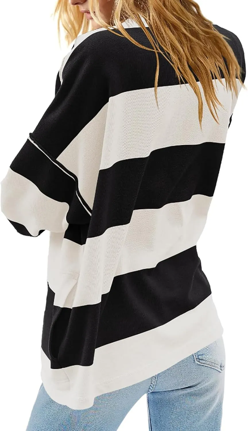 Women's Half Zip Sweatshirts Lightweight Oversized Tshirt Shirts Fall Trendy Long Sleeve V Neck Pullover Blouse Tops