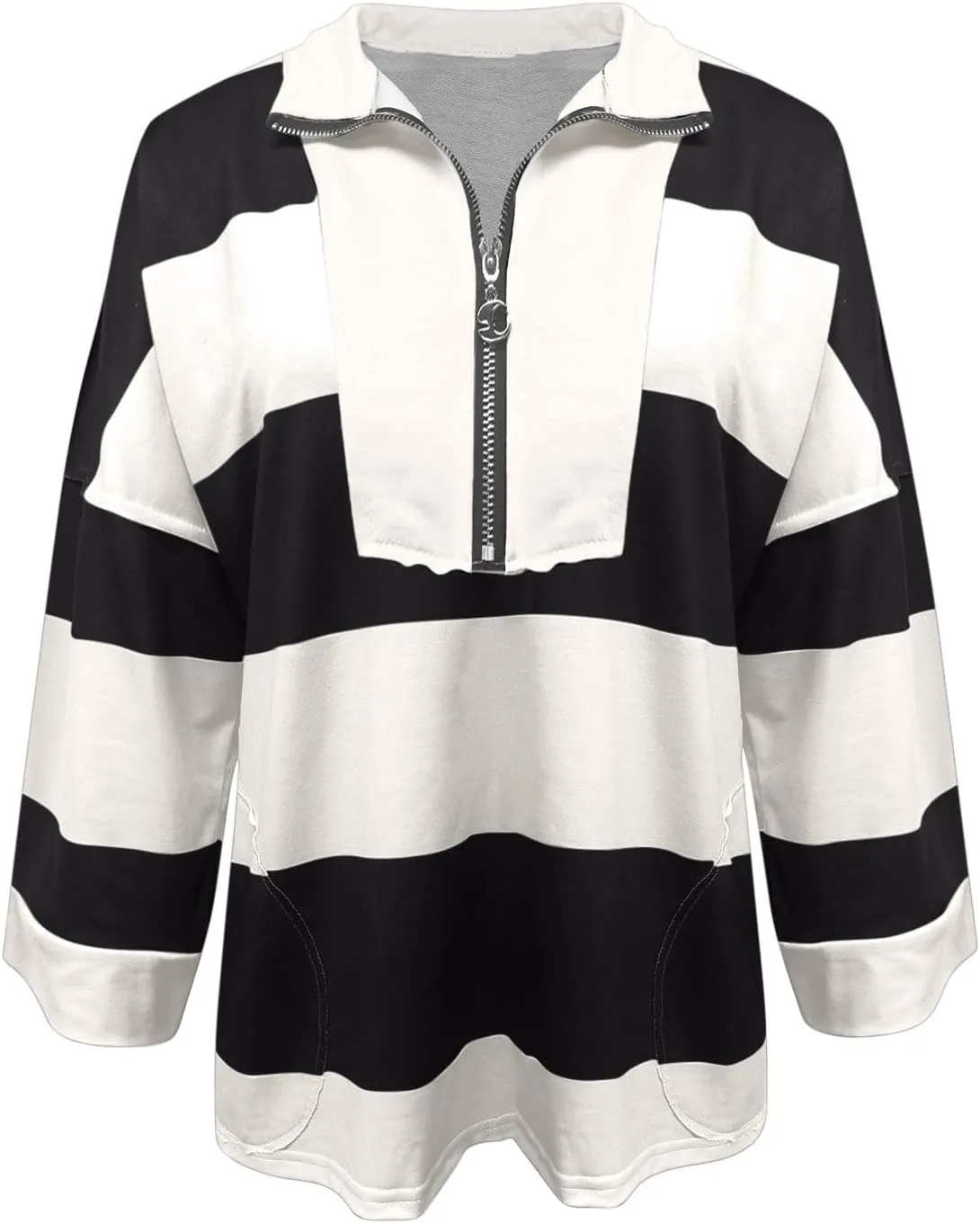 Women's Half Zip Sweatshirts Lightweight Oversized Tshirt Shirts Fall Trendy Long Sleeve V Neck Pullover Blouse Tops