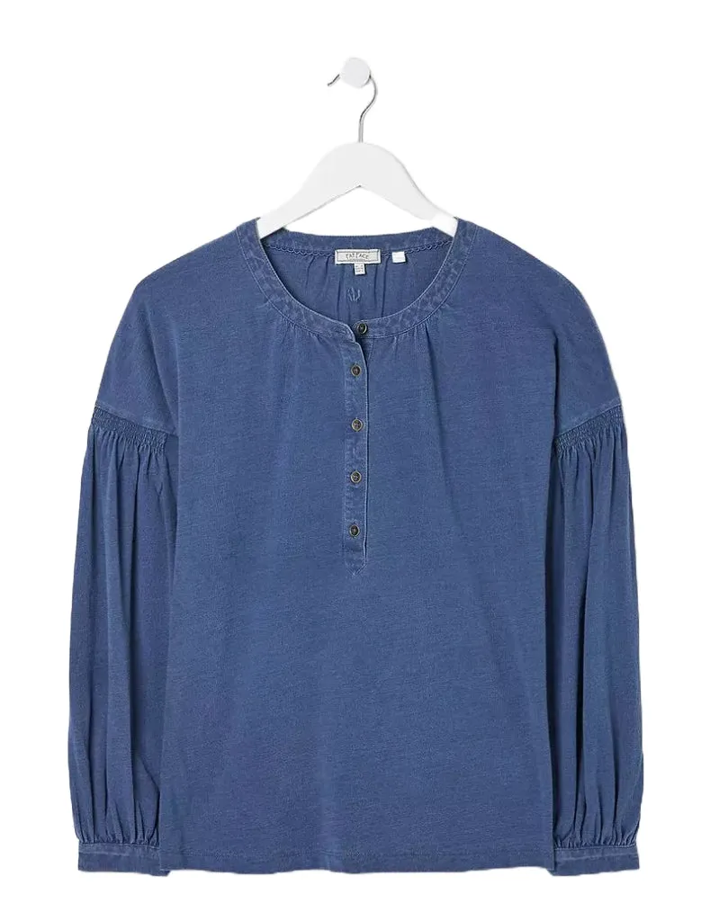 Women's Keira Indigo Henley Top in Indigo