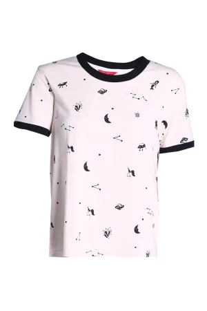Women's Relaxed Fit Ringer Tee With All-Over Print