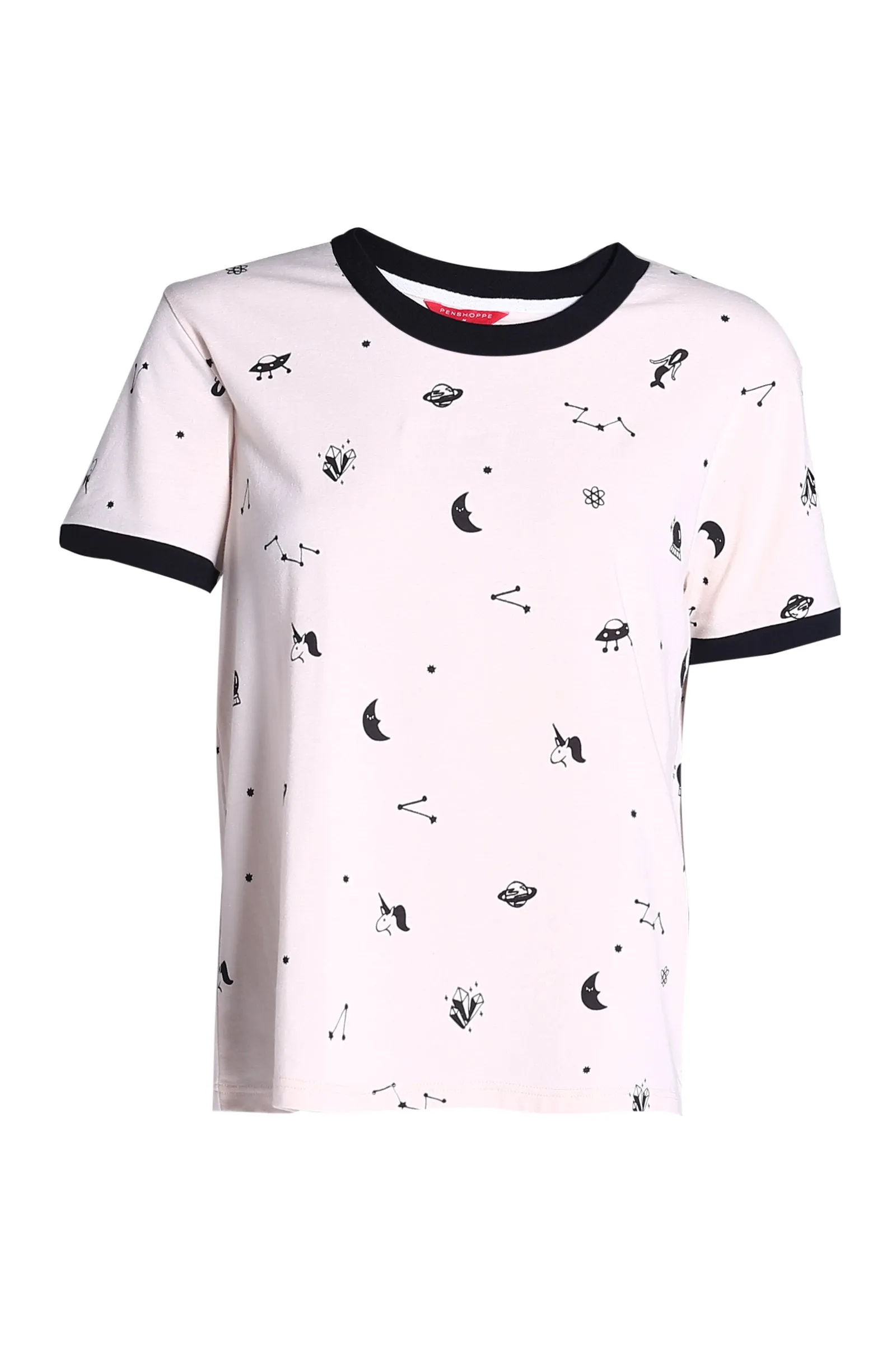 Women's Relaxed Fit Ringer Tee With All-Over Print