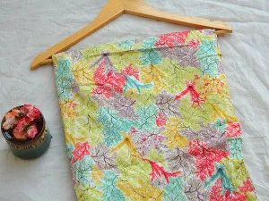 Yellow Multicolor Autumn Seasonal Traditional Digital Print Cotton Rayon Fabric